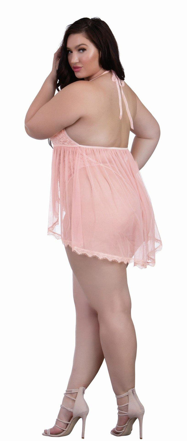 Fly-Away Baby Doll Teddy - (Pink, White) - Layla Undercover Lingerie