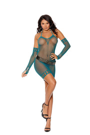 Spicy Crochet Mini Dress & Matching Gloves - Layla Undercover Lingerie
