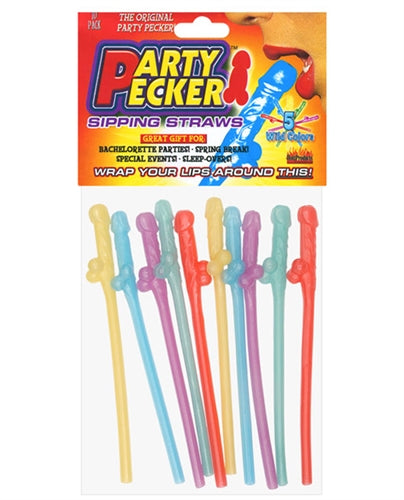 Party Pecker Sipping Straws 10 Pc Bag - 5 Assorted Colors HTP2103