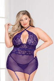 Lace and Mesh Chemise - Layla Undercover Lingerie