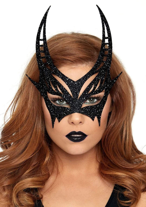 Glitter Die Cut Devil Masquerade Mask (Black, Red) - Layla Undercover Lingerie