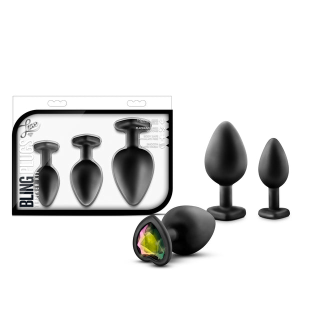 Luxe - Bling Plugs Training Kit - Black With Rainbow Gems BL-395815