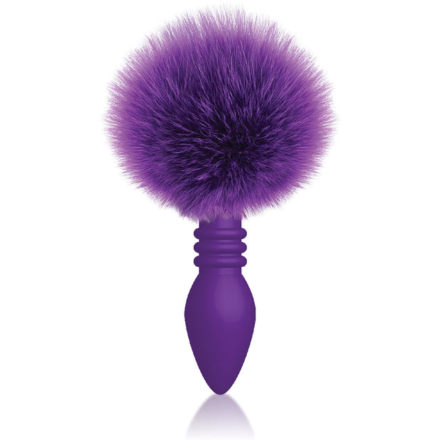 The 9's Cottontails Silicone Bunny Tail Butt Plug  - Ribbed Purple IC2687