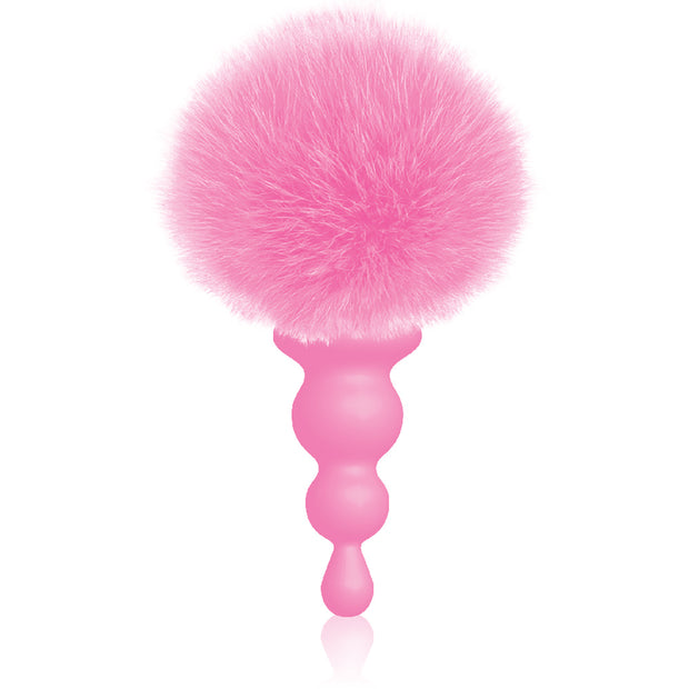 The 9's Cottontails Silicone Bunny Tail Butt Plug  - Beaded Pink IC2688