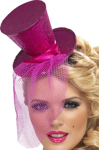 Mini Top Hat on Headband - Hot Pink FV-21194