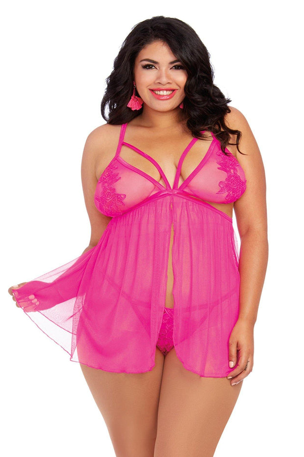 Babydoll and G-String - Hot Pink - Layla Undercover Lingerie