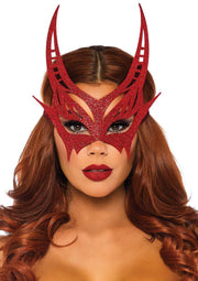 Glitter Die Cut Devil Masquerade Mask (Black, Red) - Layla Undercover Lingerie
