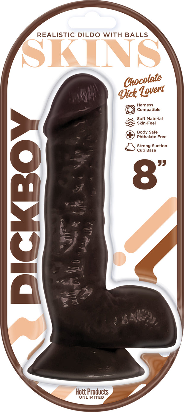 Dickboy - Skins - Dildo With Balls - 8 Inch -   Chocolate Dick Lover HP3365